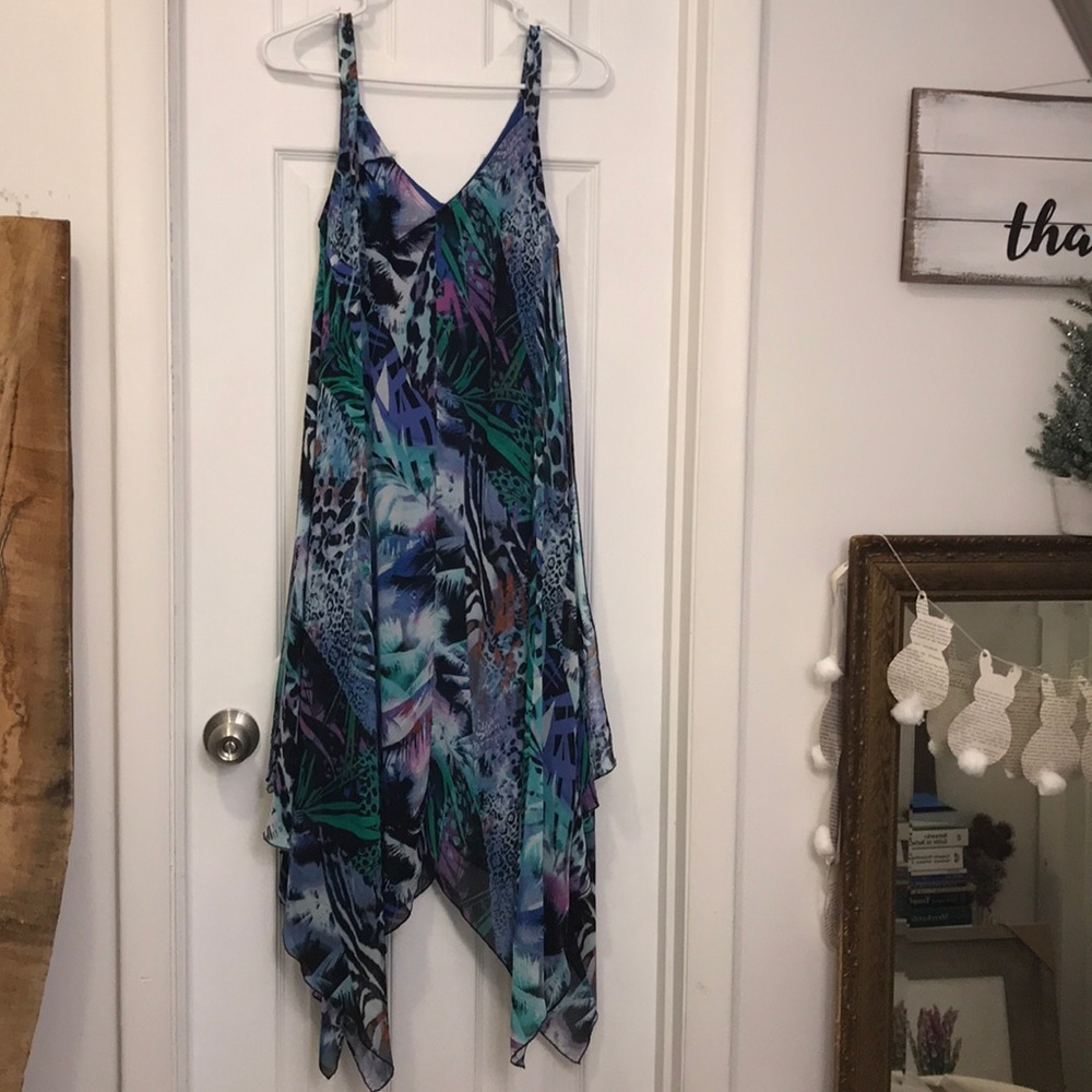 Neiman Marcus Animal Print Diagonal Flare Dress